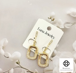 Eleganckie kolczyki z geometryczną zawieszką i cyrkoniami